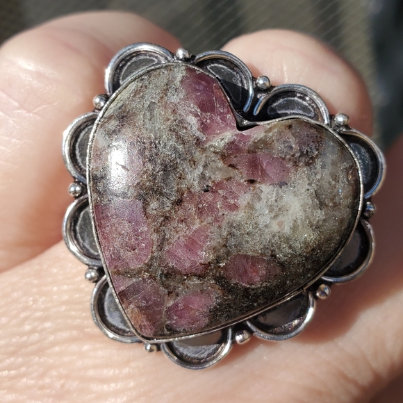 New Heart Shaped Pink Tourmaline 925 Silver Ring. - Picture 10 of 11